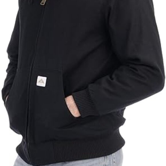 Men's L Heavy Duty Black Loose Fit Quilted Lined Workwear Waterproof Hooded NWT - Picture 4 of 7